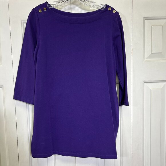 Vibrant Purple Top with Gold Button Details - Picture 1 of 4